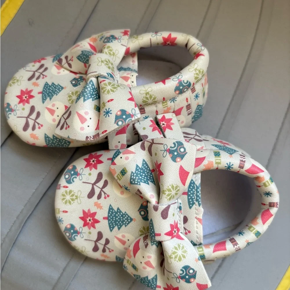 Baby Moccasin Holiday Shoes with Bow